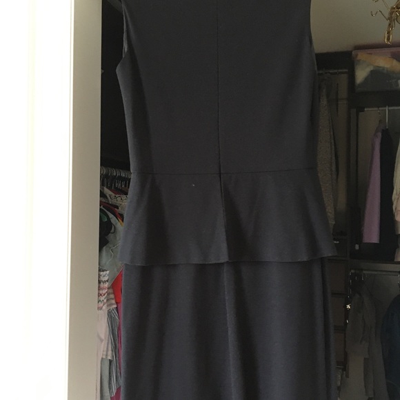 NICOLE MILLER 6 LBD leather cotton stretch peplum black knee-length shift dress! - Picture 6 of 9